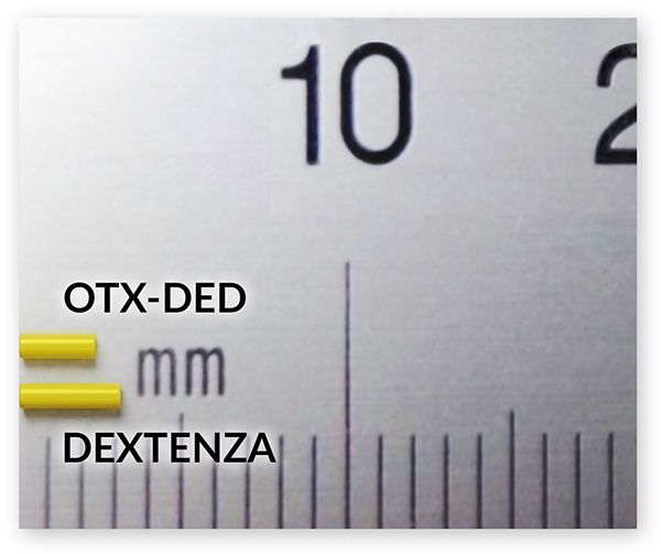 Comparison of OTX-DED (length 2.25mm) to DEXTENZA (length 3mm) (image)